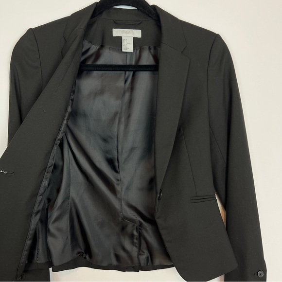 H&M Womens Black Blazer Suit Jacket Single Button Fully Lined Size 2 - Picture 8 of 10
